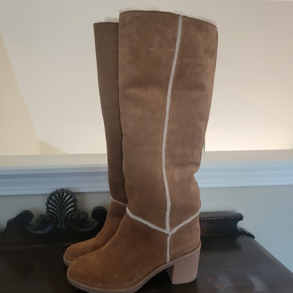 Tall ugg suede and shearling boot